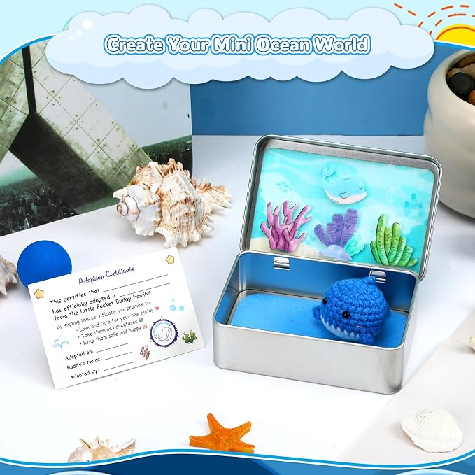 Little Pocket Whale, Mini Ocean in a Tin Box, Cute Travel Buddy | Cute mini whale in a pocket tin, a calming desk gift and collectible for coworkers, friends and ocean lovers
