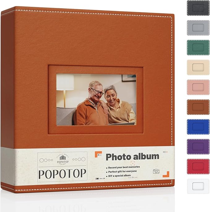 Popotop Photo Album 4x6 300 Pockets with Leather Hardcover Cover, Small Photo Album Holder Book with 50Pcs Pages for Family Travel Wedding Baby Gifts