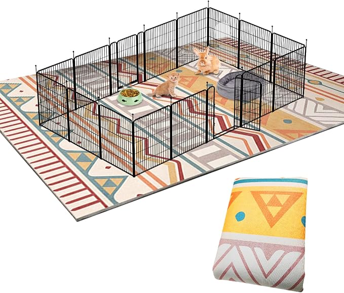 BNOSDM 79" X 55" Large Bunny Cage Liner Washable Pads for Rabbit Reusable Floor Mat for Rabbits Anti Slip Rug for Bunnies Pet Carpet for Chinchillas Cats Guinea Pigs Ferrets Dogs