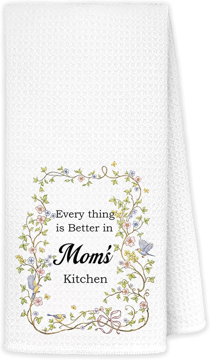 JINYO Mom Gifts Kitchen Towels, Best Mom Gifts Dish Towels Tea Towels for Kitchen, Mom Gifts from Daughters Sons, Mom Gifts Ideas, Mom Gifts for Women Hand Towels, 16x24 Inch