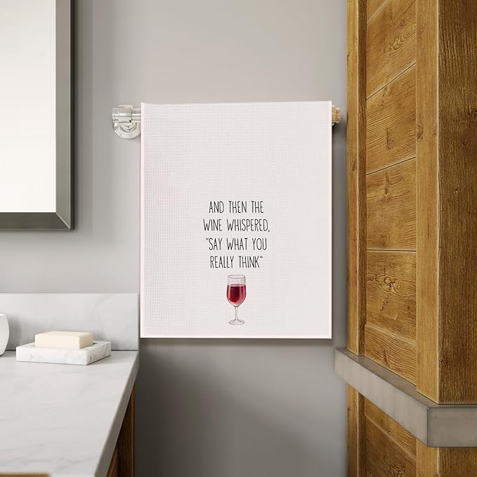 Classic Waffle Kitchen Towels, 16 x 24, Funny Wine Design, 1 Count
