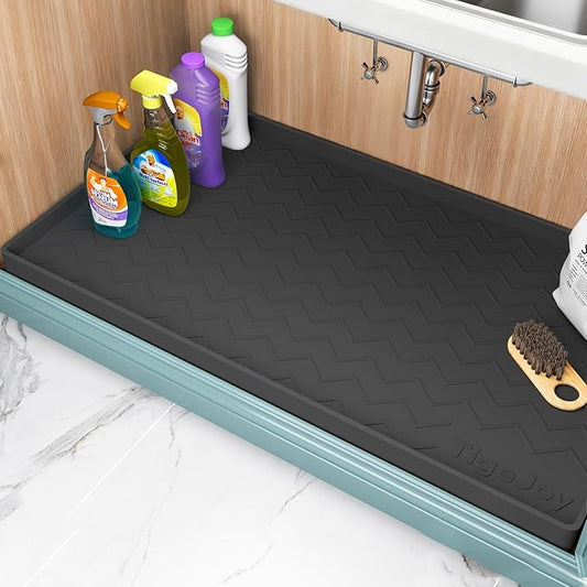 TigeJoy 22" x 22" Under Sink Mats for Kitchen Waterproof, Leak-Proof Silicone Mat Sink Protector and Cabinet Liner, Kitchen Essentials Organizer and Storage, Boot or Shoe Tray, Pet Feeding Mat