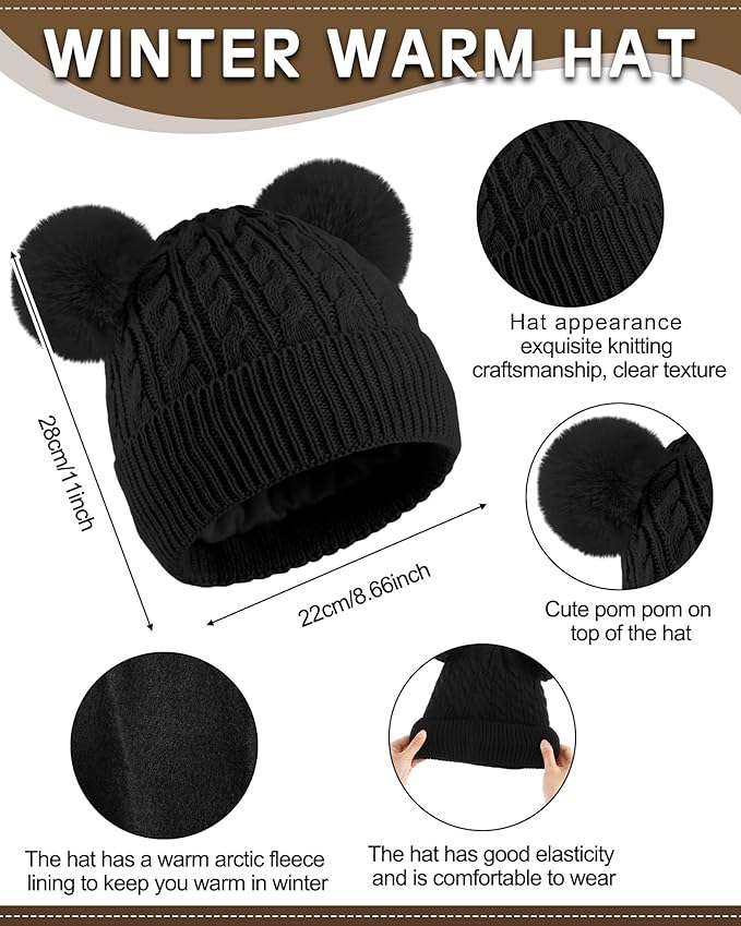 Geyoga 6 Pcs Winter Warm Fleece Knit Hat Long Scarf Touchscreen Gloves Ear Muffs Socks Sets, Winter Warm Gifts for Women