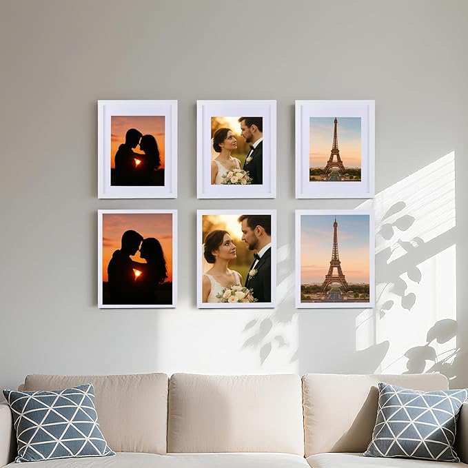 3 Pcs 11x14 White Picture Frame - Display Pictures 8x10 with Mat or 11 x 14 without Mat - White Wood Picture Frames for Wall Mounting - Wooden Photo Frame for 11 14 Matted to 8x10 Print Set of 3