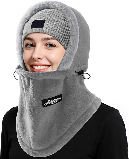 Balaclava Ski Mask for Women Winter Fleece Windproof Face Mask Neck Warmer Scarf Helmet Hood Outdoor
