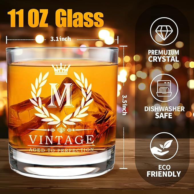 Old Fashioned Glasses Birthday Gifts for Men 11oz Personalized Whiskey Glass Engraved Monogram Drinking Glass for Man Custom Bourbon Gift For Dad Who Have Everything