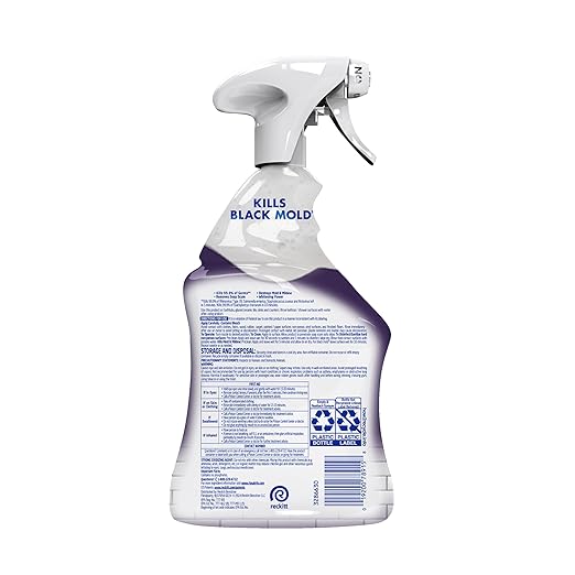 Lysol Mold & Mildew Remover Spray, Bathroom & Shower Cleaner, Disinfectant Spray, Stain Remover with Bleach, Tough on Black Mold, Multipurpose Cleaner for Home and Kitchen, 32oz