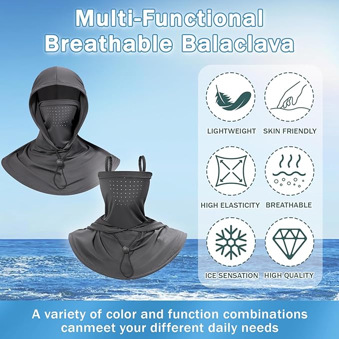 3 Pack Balaclava Sun UV Protection Hood Breathable Full Head Mask Face Cover for Men Women Motorcycle Cycling Fishing