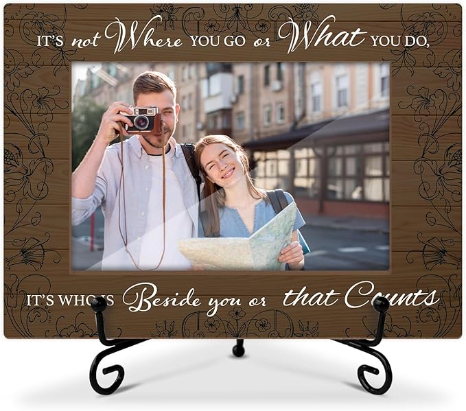 Wood Photo Frame Inspirational Gifts for Women, Men & Friends - Couples & Family Gifts - 4 x 6 Picture Frame for Home, Office & Holiday Decor