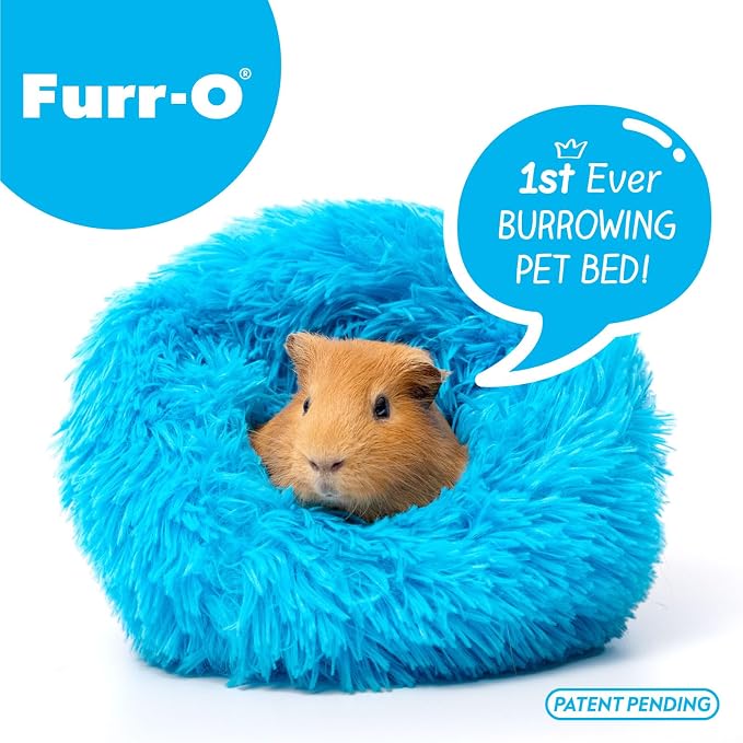 Paw Inspired Furr-O Burrowing Pet Bed Enrichment, Removable Base, Blue | Cozy Carrier Toy, Zip-On Spandex and Fleece Bottoms, Hideout Cage Accessories for Guinea Pigs, Hamsters, Small Pets, Animals