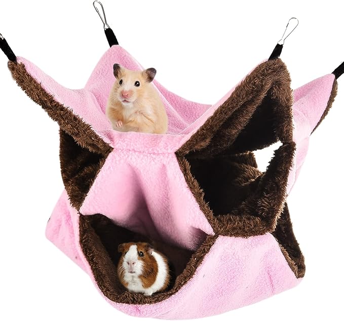 3 Tier Ferret Rat Hammock,Guinea Pig Cage Accessories,11.8x11.8 Inches,Pet Cage Hanging Bunkbed Hammock for Small Animals,Guinea Pig,Ferret,Kitten,Squirrel,Chinchilla,Rat,Parrot | Rat Hammock for Cage, Pet Cage Hanging Hammock, Small Animals, Guinea Pi...