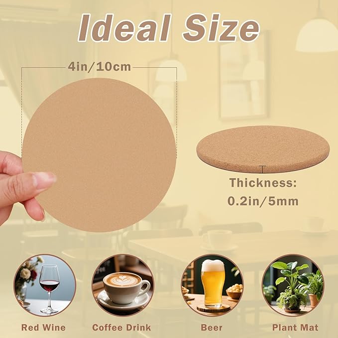 5-500Pcs Custom Cork Coasters Personalized Coasters with Photo Text for Drinks Non-Slip Design Your Own Wedding