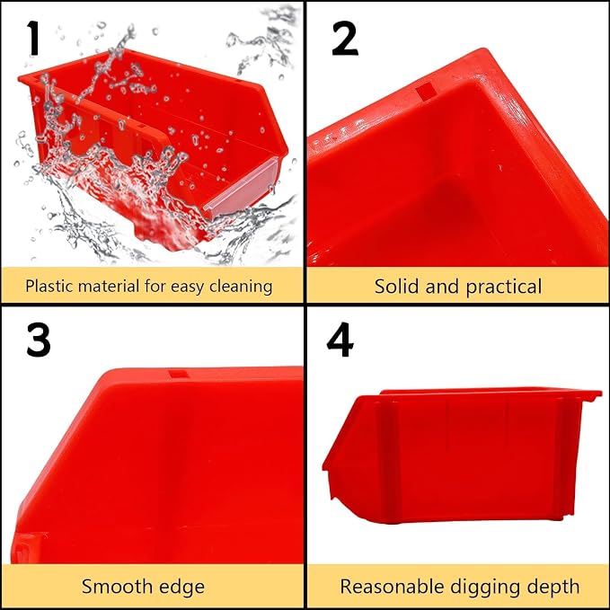 Reptile Digging Box Plastic Leopard Gecko Burrowing Habitat Hide Box with Wooden Ladder Compatible with Terrariums Tailored for Juvenile Bearded Dragons and Snake in Compact Setups (Red)