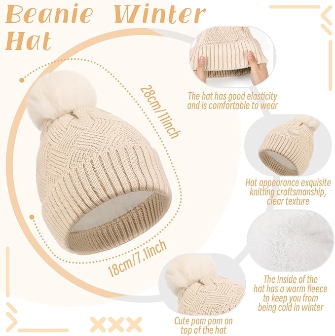 Geyoga 6 Pcs Winter Warm Set for Women Warm Beanies Hats Touchscreen Gloves Long Scarf Ear Muffs Socks Winter Gifts for Women