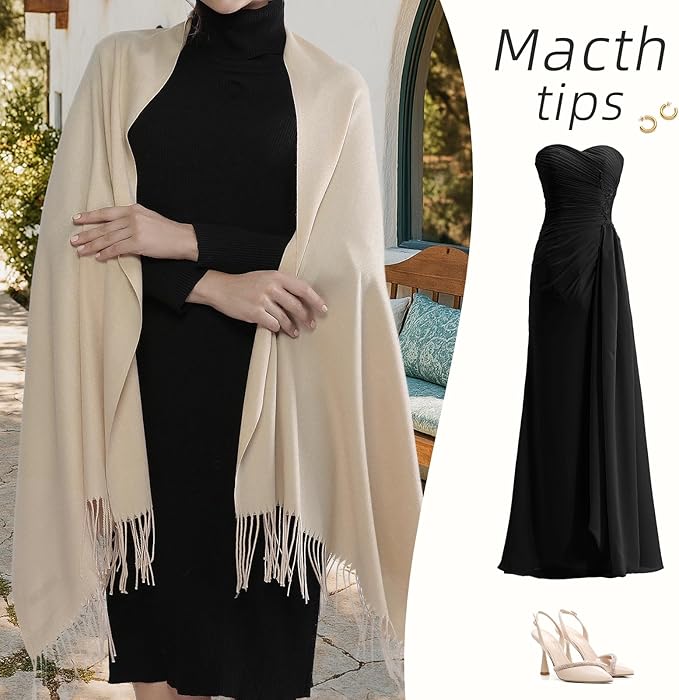 RIIQIICHY Women's Scarf Pashmina Shawls and Wraps for Evening Dress Bridesmaid Wedding Bridal Winter Warm Long Large Scarves