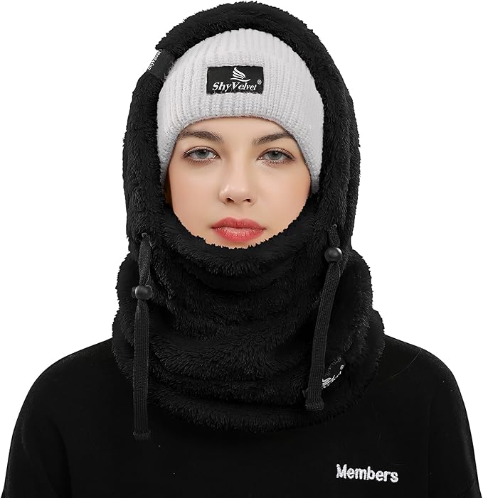 Shy Velvet Balaclava Wind-Resistant Winter Face Mask,Fleece Ski Mask for Men and Women,Warm Face Cover Hat Cap Scarf