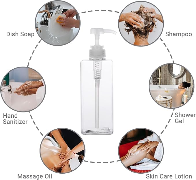 Suream 22oz/650ml Refillable Shampoo Bottle for Shower, Large Capatity Conditioner Dispensers for Bathroom, Plastic Pump Press Bottles for Lotion, Body Moisturizer, Massage Oil, Hand Wash, Soap, 3Pack