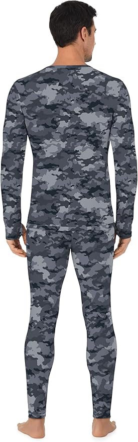 Cuddl Duds Mens Heavyweight Cold Weather Fleece Lined Thermal Set – Long Sleeve Shirt & Leggings – Lounge Sets for Men