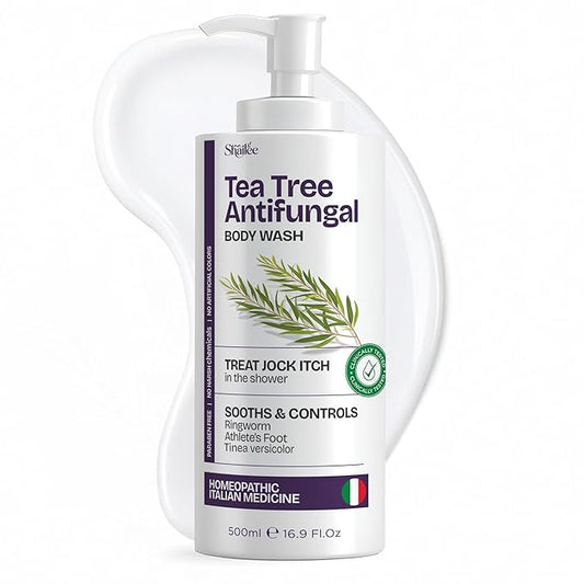 AntiFungal Body Wash With Tea Tree Oil | For Jock Itch, Athletes Foot & Ringworm | Paraben Free Tea Tree Soap For Men & Women 16.9 fl oz For All Skin Types