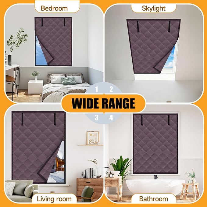 Winter Insulated Window Curtain 39"x63", Oxford Cloth Thermal Insulated Window Cover with Buckles,Heavy Duty Window Insulation Kit Fits Windows up to 38"x62",Brown Red