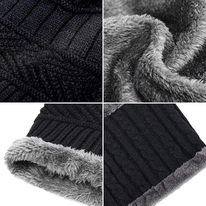 Warm Winter Beanie Hat & Scarf Set Stylish Knit Skull Cap for Men Women
