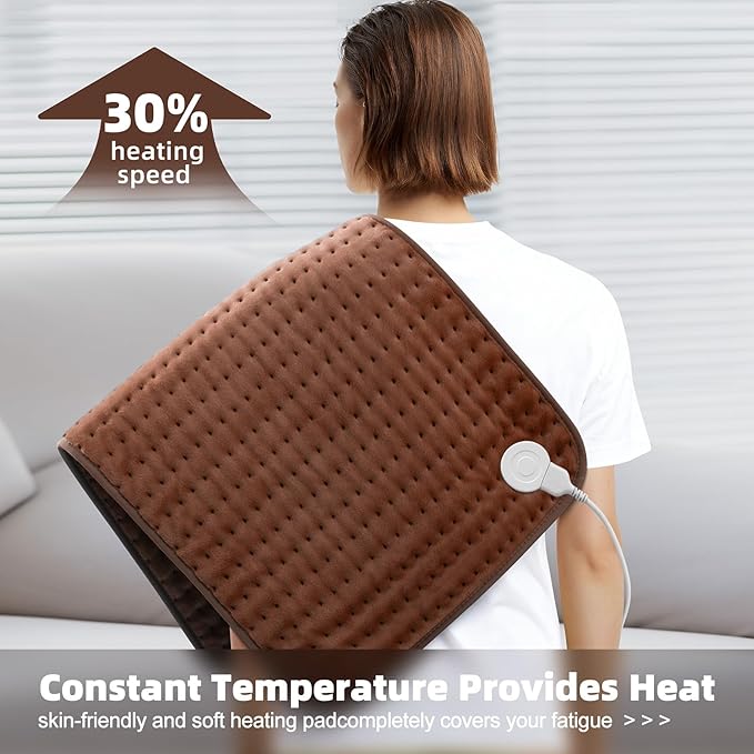 17x33 Heating Pad for Pain Relief | Ultra-Soft Microplush Fabric | 6 Adjustable Heat Settings (Moist & Dry) | Safe 2-Hour Auto Shut-Off | Perfect for Back, Neck, Shoulders | Great Gift Idea