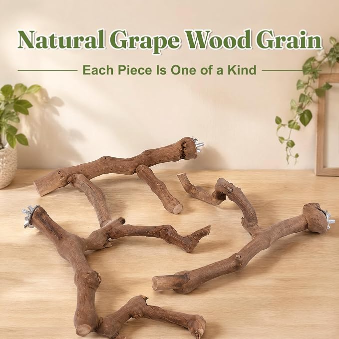 3PCS Natural Grapevine Bird Perch Set for Cage, Parakeet Cage Accessories
