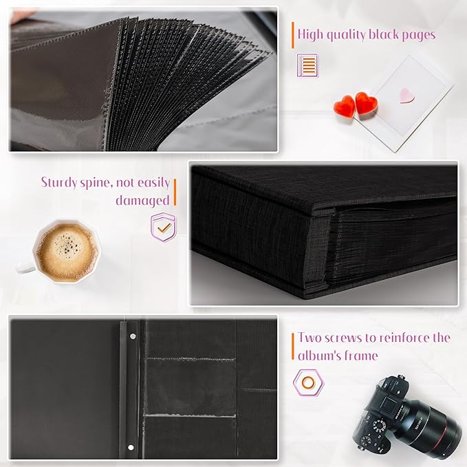Popotop Photo Album 4x6 1000 Pockets for Wedding Gifts,Linen Hardcover Picture Albums for Family Anniversary Baby Vacation Pictures