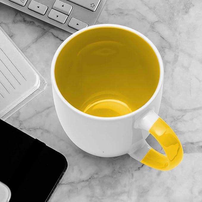 DISCOUNT PROMOS Bistro Style Large Coffee Mugs 16 oz. Set of 10, Bulk Pack - Perfect for Coffee, Tea, Espresso, Hot Cocoa, Other Beverages - Yellow
