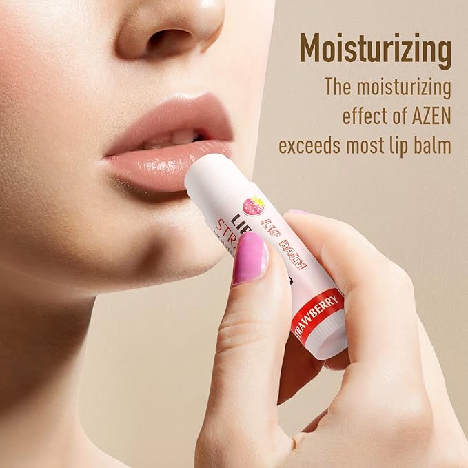 AZEN 50 Pack Lip Balm, Natural Lip Balm Bulk, Lip Care Product, Moisturizing Lip Balms for dry cracked lips - 12 Flavors