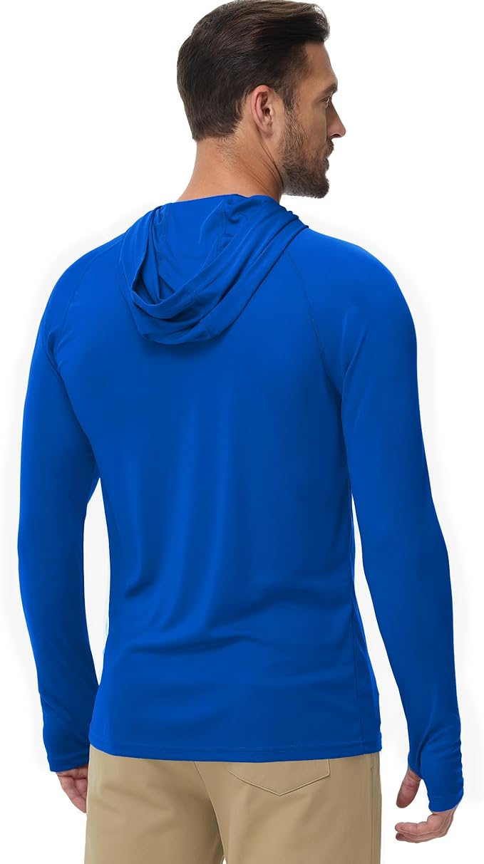 Boladeci Men's UPF 50+ Sun Protection Lightweight Hoodie Shirts Long Sleeve Fishing Shirt SPF UV Hiking Swim