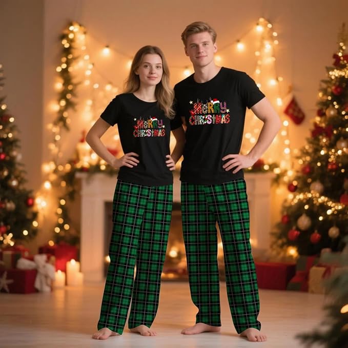 Family Christmas Pajamas Matching Sets Holiday Xmas Party Family Sleepwear Set Jammies for Couples