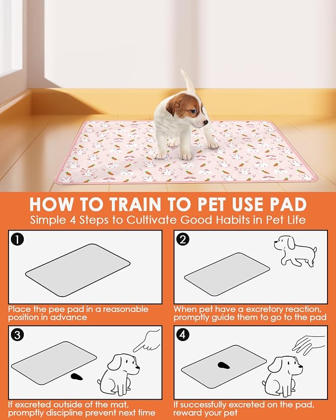 Bissap 2‑Pack Guinea Pig Cage Liners, 18''X24'' Pet Pee Pad Bedding, Pink | Non‑slip Waterproof TPU Layer, Super Absorbent, Washable Reusable Bedding for Guinea pig, Rabbit, Hamster, Chinchilla, Rat