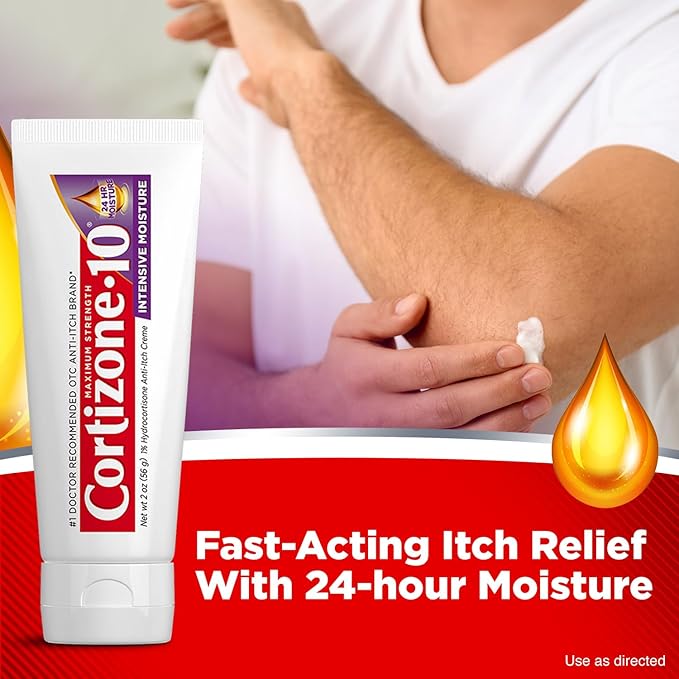 Cortizone 10 Maximum Strength Intensive Moisture Anti-Itch Cream, 1% Hydrocortisone, 2 oz. (Pack of 2)
