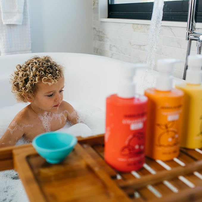 Dabble & Dollop Citrus Kiss Bundle, Natural Bubble Bath, Body Wash & Shampoo for Kids, Paraben & Sulfate Free, Vegan, Gluten-Free, Tear-Free, Tangerine, Vanilla, Lemon (Set of 3)