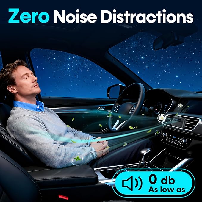 Compact Car Air Purifier- Easy Install Portable Filter-Free Odor Eliminator for Smoke, Pet Odors and VOCs, Silent Operation, Universal Vent Clip for Car by Yakry