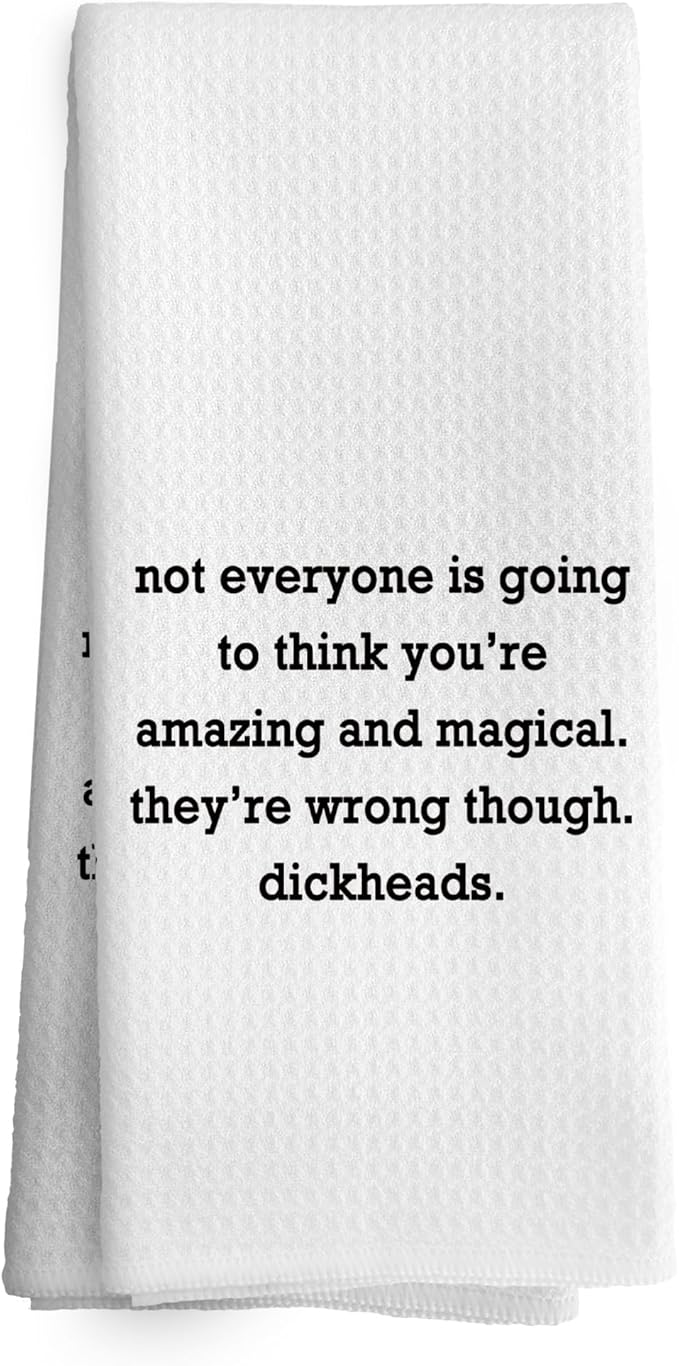 Funny Kitchen Towels Decor, Hostess Gift Dish Hand Towel 16x24 Inches, Funny Dish Towels with Sayings Decorative Absorbent Dishcloths Tea Towels for Kitchen Decor