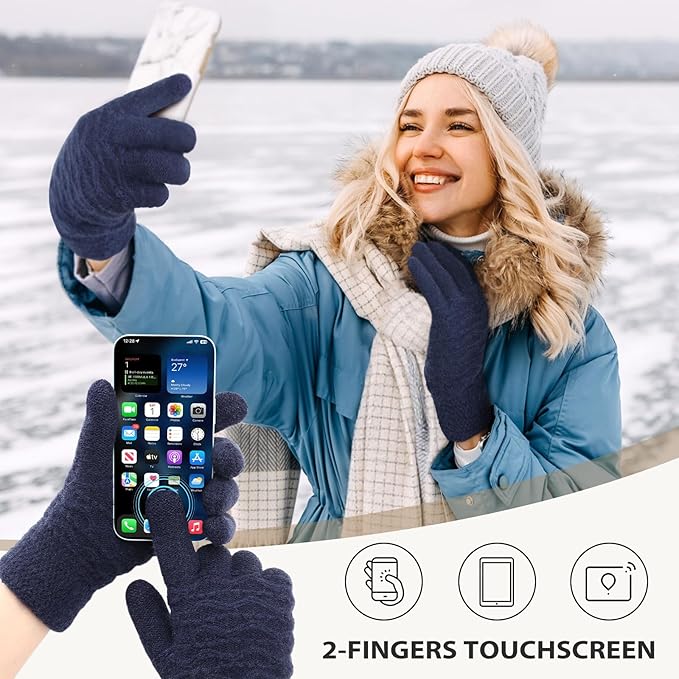 Trifabricy Winter Gloves for Women, Warm Fleece Lined Womens Gloves, Knit Glove for Women, Touchscreen Glove for Cold Weather