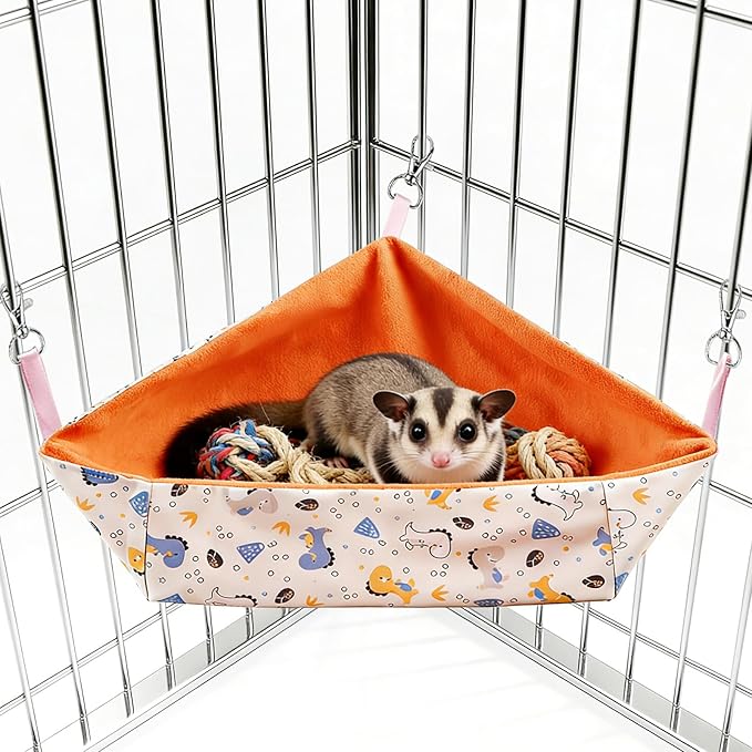 Sugar Glider Toy Box & Hanging Hammock, Soft Dig Box for Small Animals, Washable Cage Accessories for Sugar Gliders, Hedgehogs, Rats