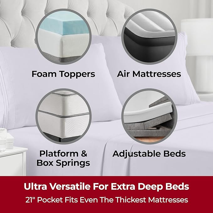 Mellanni Extra Deep Twin XL Sheets - 3 PC Iconic Collection Bedding - Hotel Luxury, Ultra Soft, Cooling Bed Sheets - Wrinkle, Fade, Stain Resistant (Twin Extra Long, Lavender)
