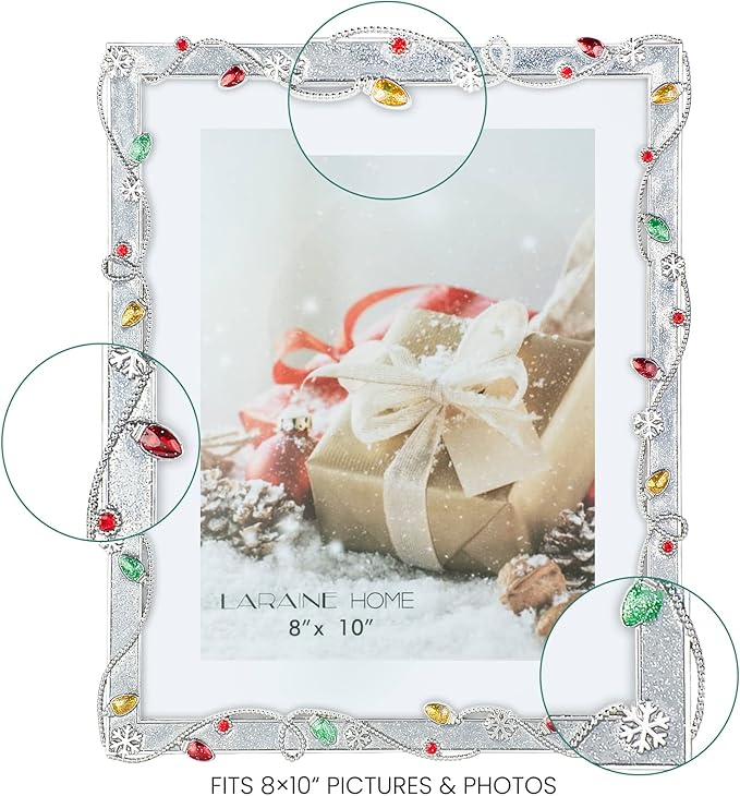 LARAINE Picture Photo Frame 8x10 Metal 2025 Christmas High Definition Display Pictures for Tabletop Home Decorative Holiday Gift (Silver,8x10)