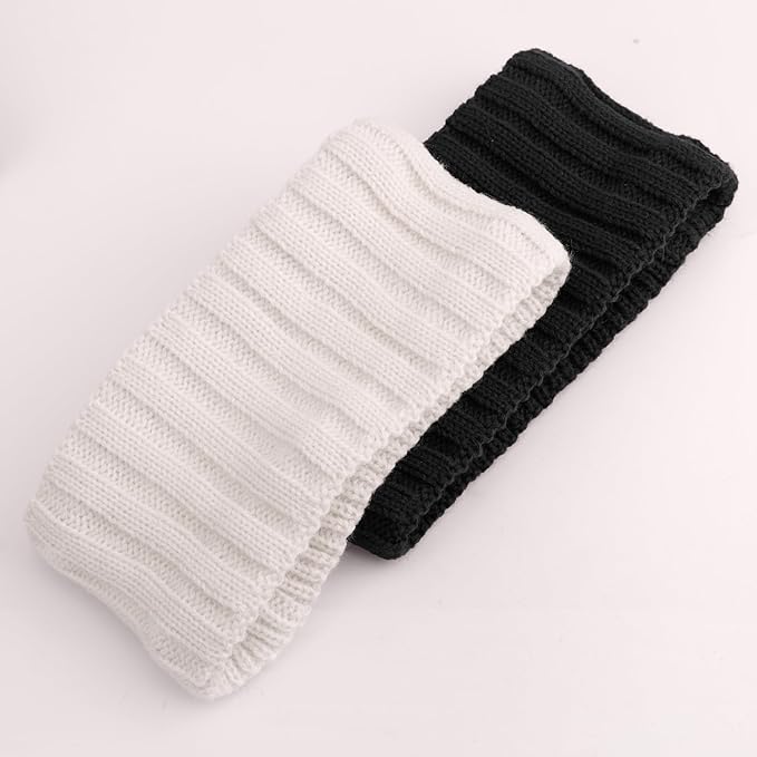 AQOKKA Knit Winter Headbands for Women Fuzzy Wool Fleece Lined Ear Warmers Elastic Turban Crocheted Head Wrap Winter Accessories for Women Cold Weather