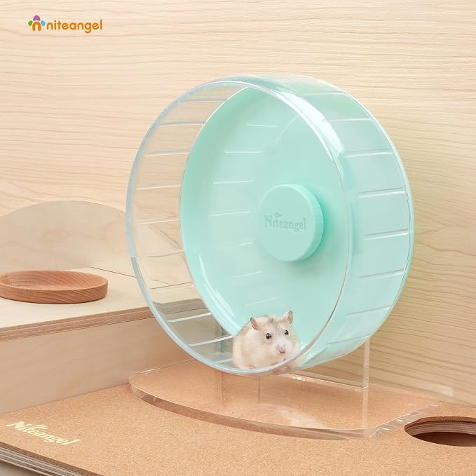 Niteangel Super-Silent Hamster Exercise Wheel: Quiet 8.2 inch Running Wheel | Can 9.1-11.8" Adjustable Height - No Bend Back Spinner Running for Dwarf Syrian Hamster Gerbils Mice Or Other Small Animal