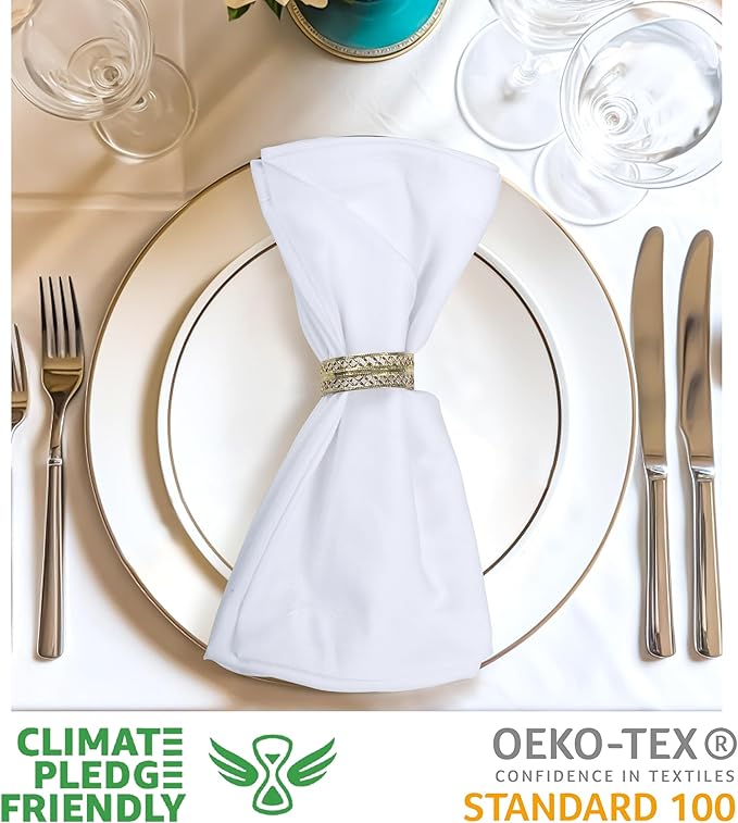 Urban Villa White Cloth Napkins Set of 12 100% Cotton Dinner Napkins Cloths Washable 18”x18” Absorbent Soft Durable Reusable-Ideal for Everyday Use Parties Wedding Thanks Giving Christmas Halloween