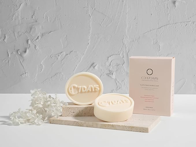 CDH7DAYS Fluffy Peach Bubble Body Soap Bar, Korean Handmade