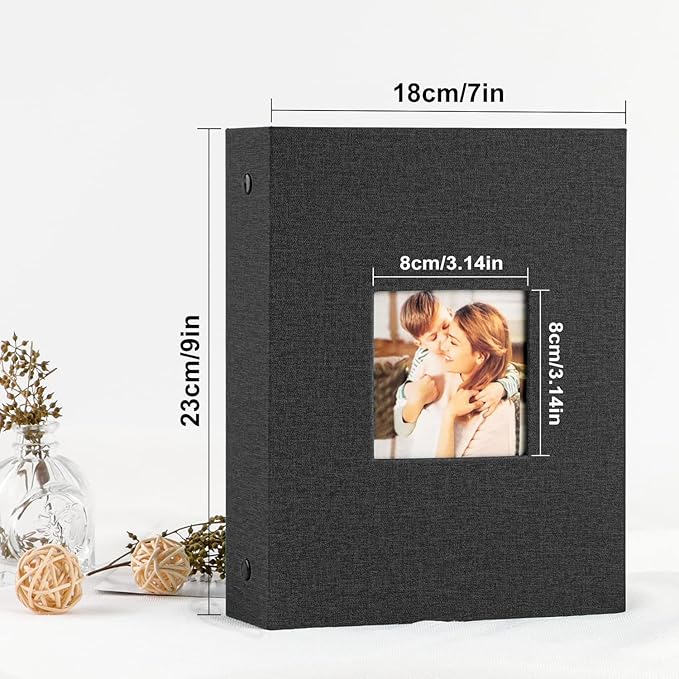 Ywlake Photo Album 4x6 200 Pockets 2 Packs, Linen Photo Albums Holds 200 Horizontal Pictures Only Black