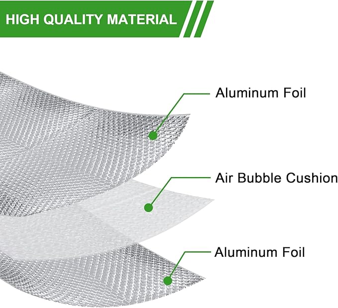 Reflective Insulation Roll, 24" x 50Ft, Aluminum, Radiant Barrier for Heat Insulation