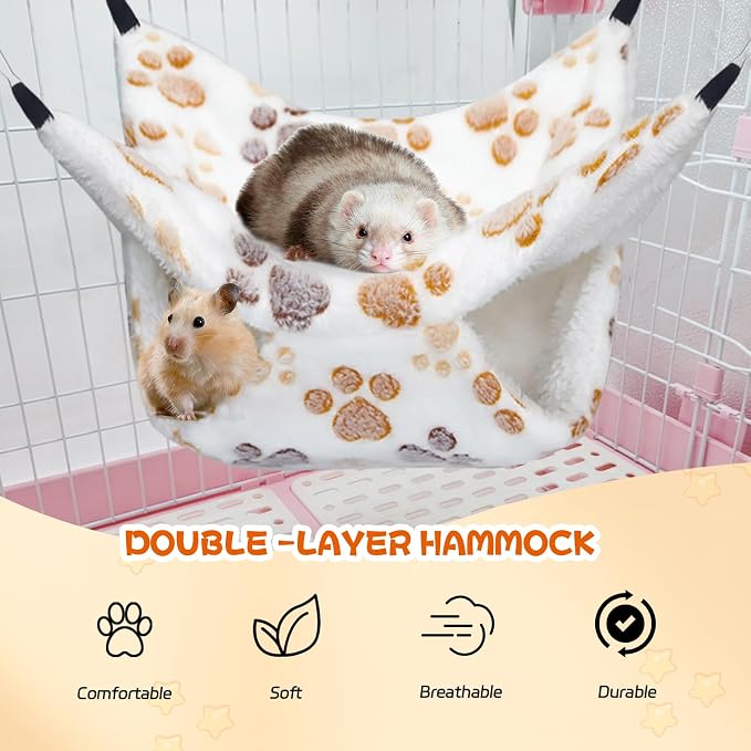 YedsIntu 3 Pcs Guinea Pig Hammock, Rat Ferret Hanging Hammock Guinea Pig Accessories for Small Animals Chinchilla Hamster Parrot Sugar Glider Ferret Squirrel (11"×11")