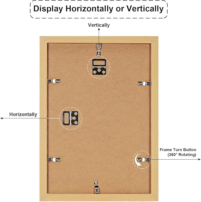 9x13 Collage frame with 4 Openings 4X6 Pictures, Multiple Picture Frame with Mat, Wall or Tabletop Decor, Natural Wood Grain,2 Pack