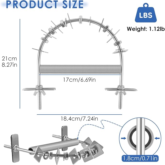 DBNESS Bird Perch - 304 Stainless Steel Parrot Perches for Cage with Beak & Claw Trimming Grinding Surface, Parrot Chewing Toy for Macaws African Greys Amazon Parrots